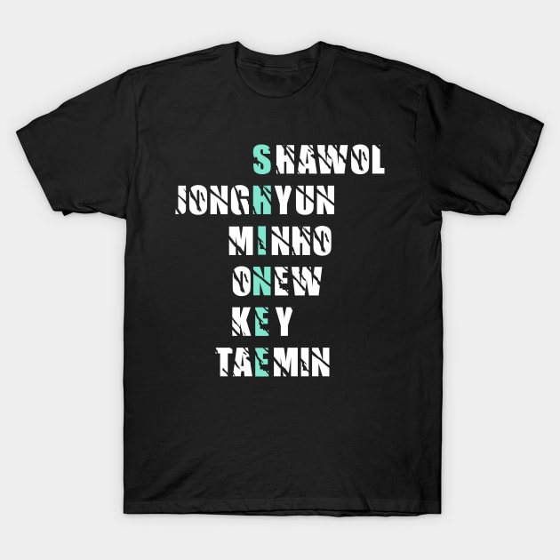 Shinee Member Name T-Shirt by hallyupunch